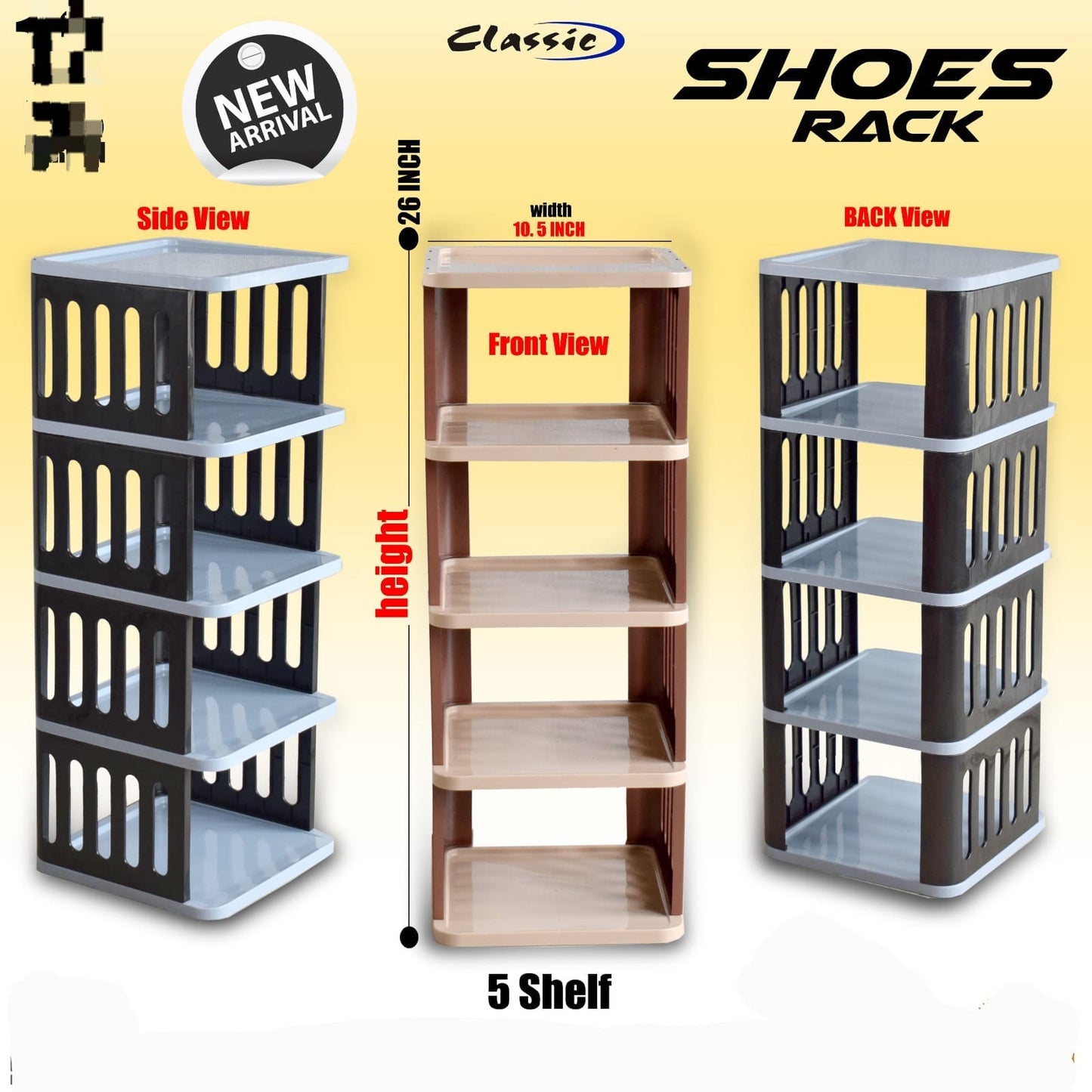 Classic 5-Shelf Shoe Rack – BPA Free, Durable & Space-Saving Organizer