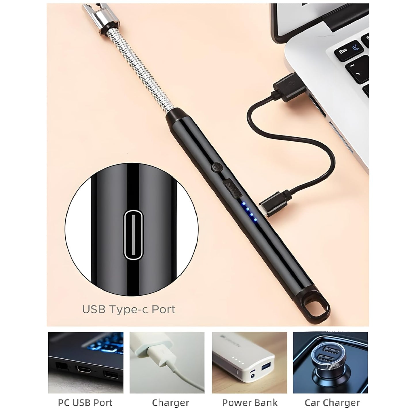 Rechargeable Electric USB Lighter For Stove With Long And Flexible Neck