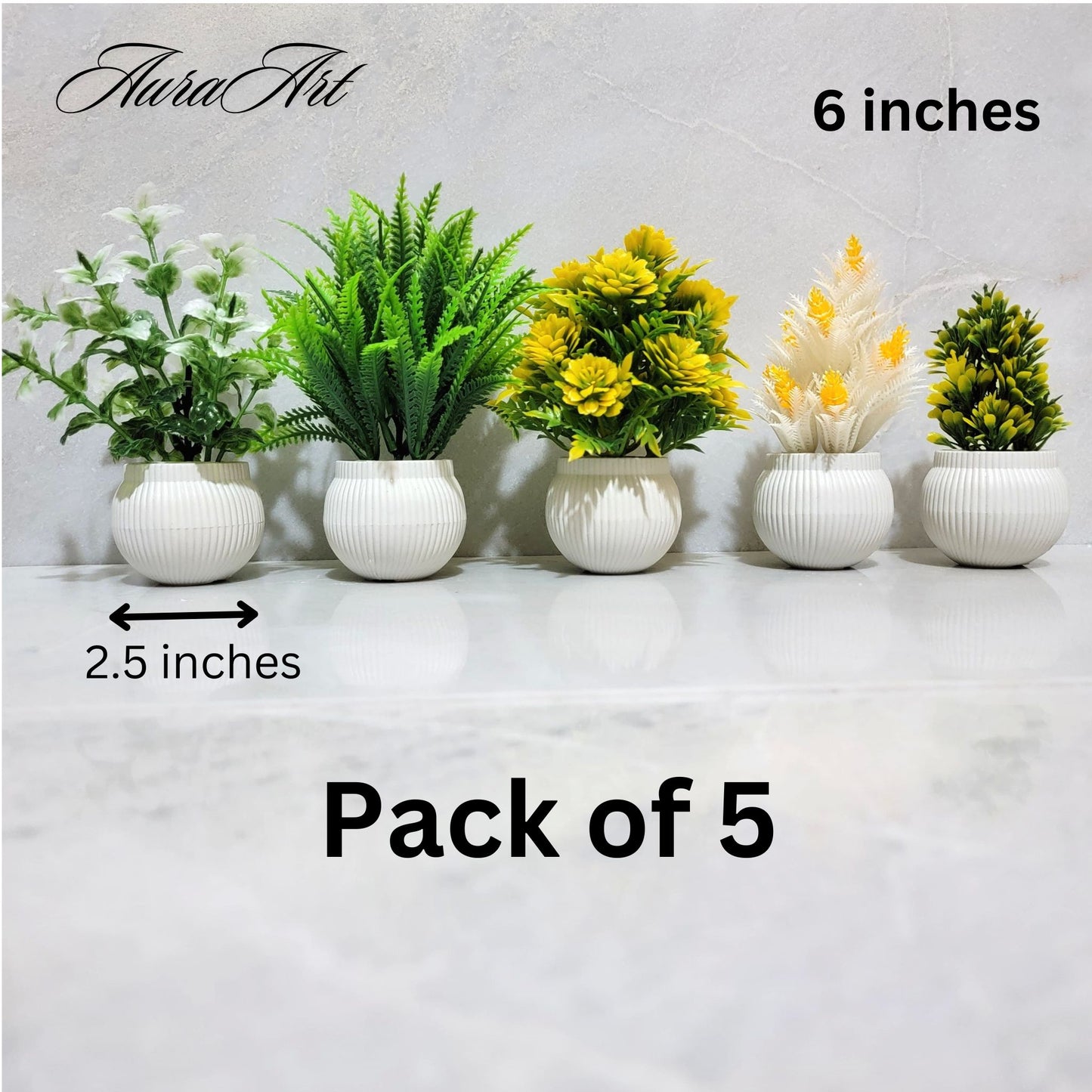 Pack of 3, 5 Artificial Small Plants