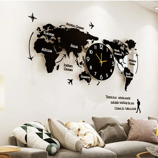 US World Map 3D Wooden Wall Clock