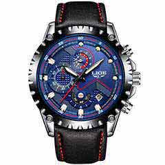 Men Luxury Leather Strap Watches Quartz Stainless Steel Dial Casual Watch