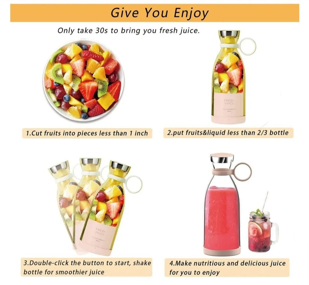 Portable and Electric Blender Bottle Juicer for Shakes and Smoothies